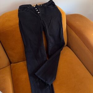 Re/Done Black Button-Fly Straight Jeans